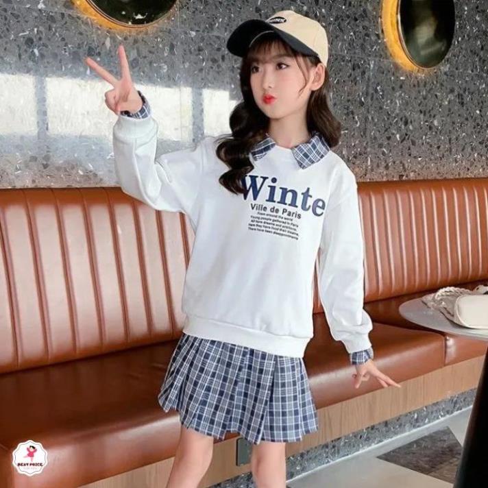 Váy đầm suông, tay dài cho bé gái 7 8 9 10 11 12 tuổi☑️ đầm thu đông size đại 20kg 25kg 30kg 35kg 40kg
