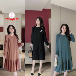 Váy bầu dài tay đuôi cá thiết kế 50 - 75kg new 3 màu hàng chuẩn thu dông ( hình thật)