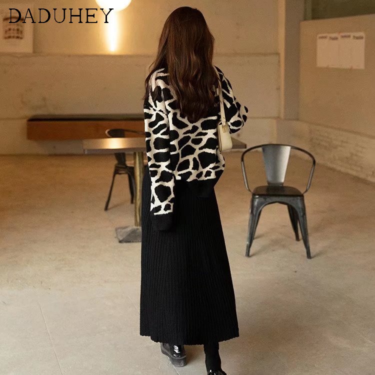 Áo Sweater Chui Đầu Dáng Rộng In Họa Tiết Da Báo Kiểu Nhật Bản Cá Tính Cho Nữ