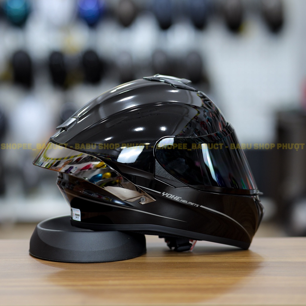 Combo Nón Fullface 2 Kính Yohe 981 Kèm Kính Đen Và Đuôi Gió Pista GPRR