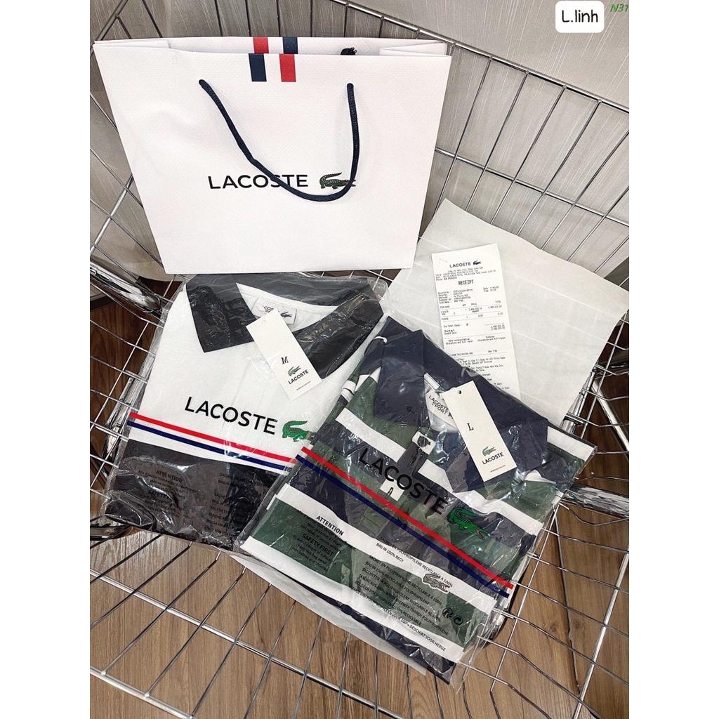 Áo thun nam polo tay ngắn vải cá sấu cotton cao cấp mềm mịn Lacoste chuẩn form thấm hút !