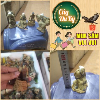 4 Tượng gốm ông lão tiều phu làm phụ kiện trang trí tiểu cảnh, trang trí bể cá