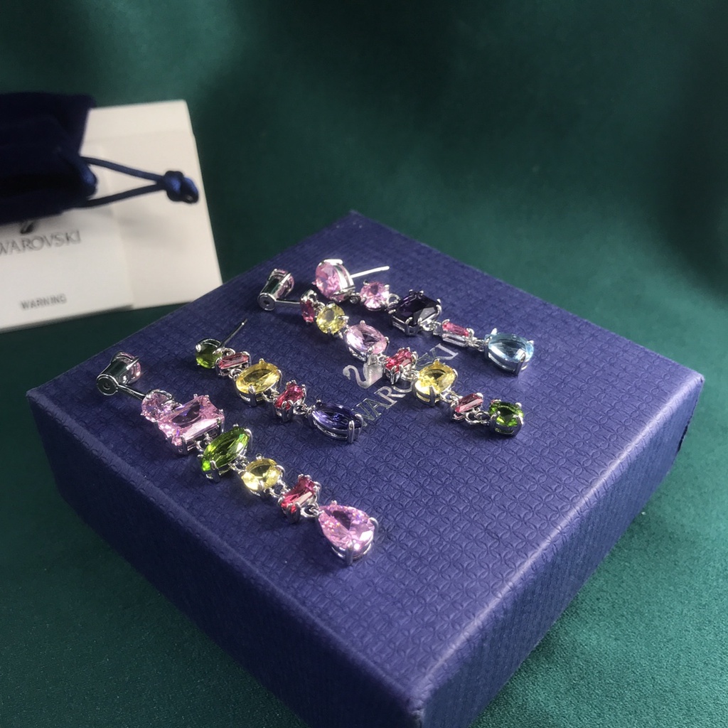 Bông Tai Swarovski Dáng Dài Đính Đá Quý Sang Trọng Cho Nữ