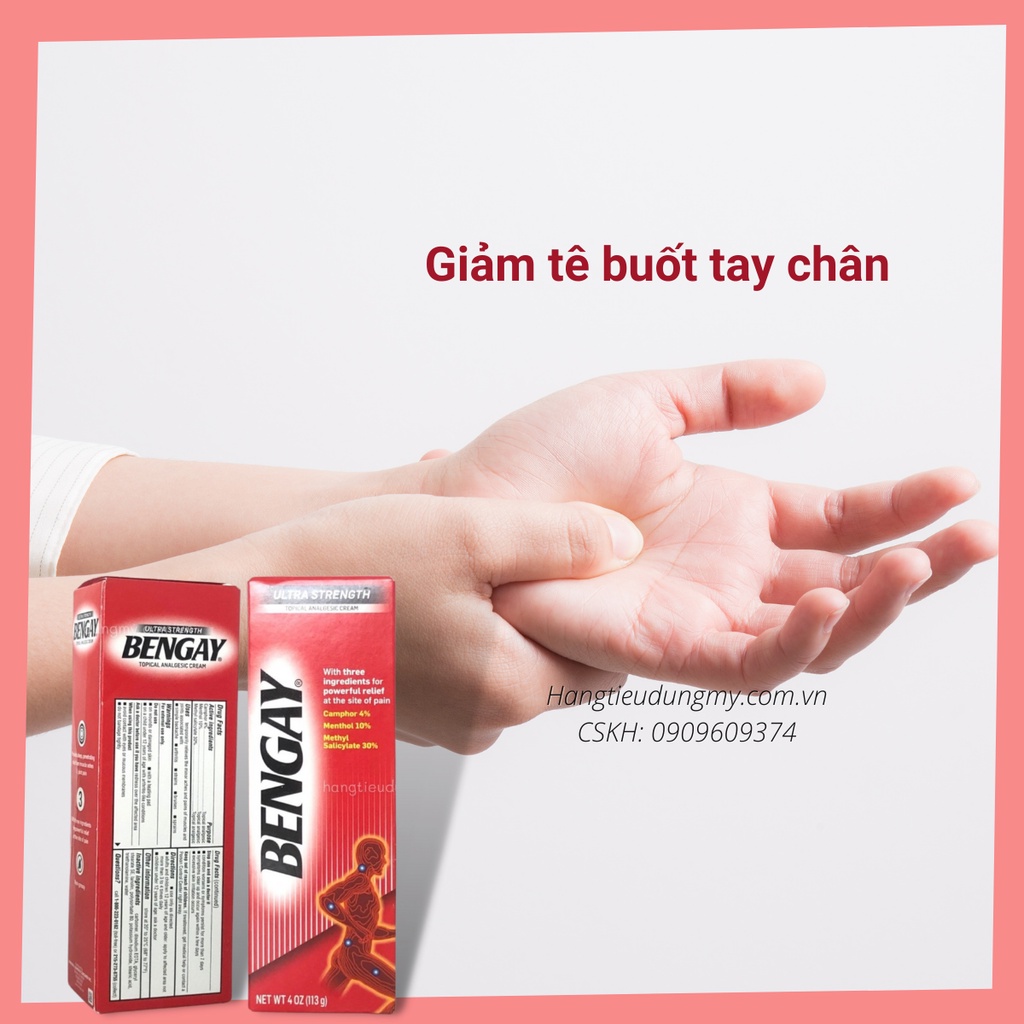 HÀNG MỸ- KEM XOA BÓP GIẢM ĐAU NHỨC BENGAY ULTRA STRENGTH NON-CREASY CREAM 113g