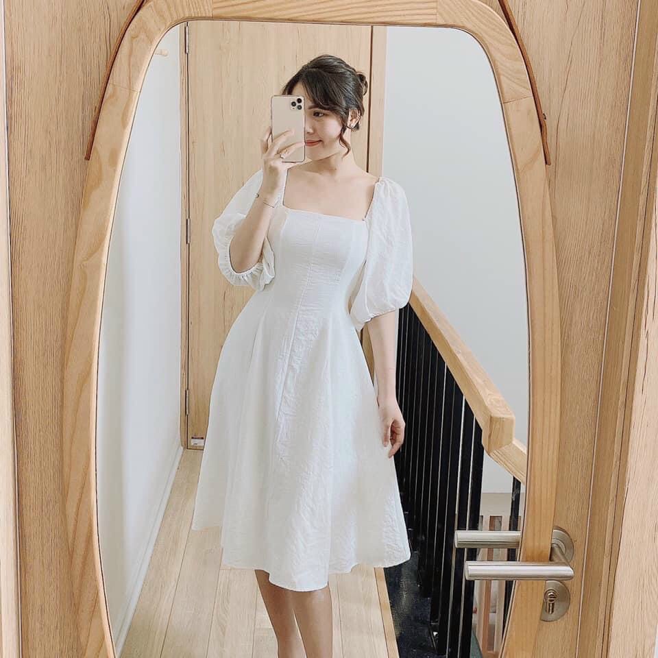 Đầm dự tiệc dáng xòe tay phồng sang trọng Lenin Dress