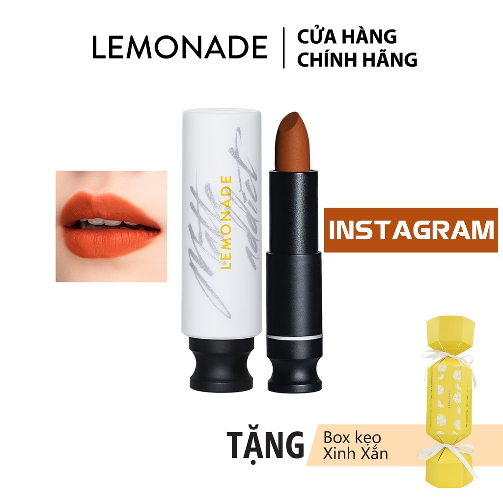 Son lì dạng thỏi LEMONADE Matte Addict Lipstick 3.8g 03 Instagram - Cam đất
