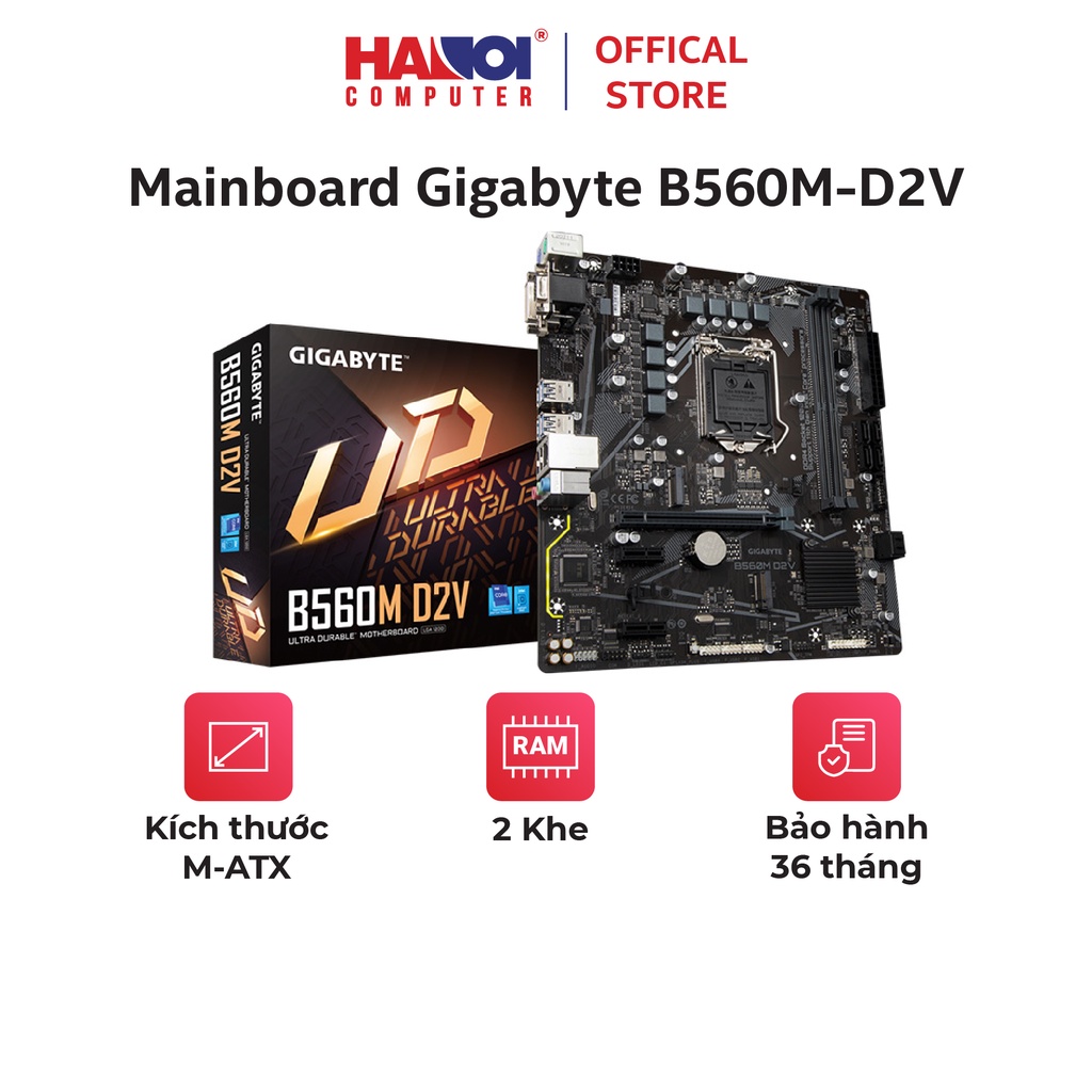 Mainboard Gigabyte B560M-D2V, sử dụng chipset B560 mới nhất