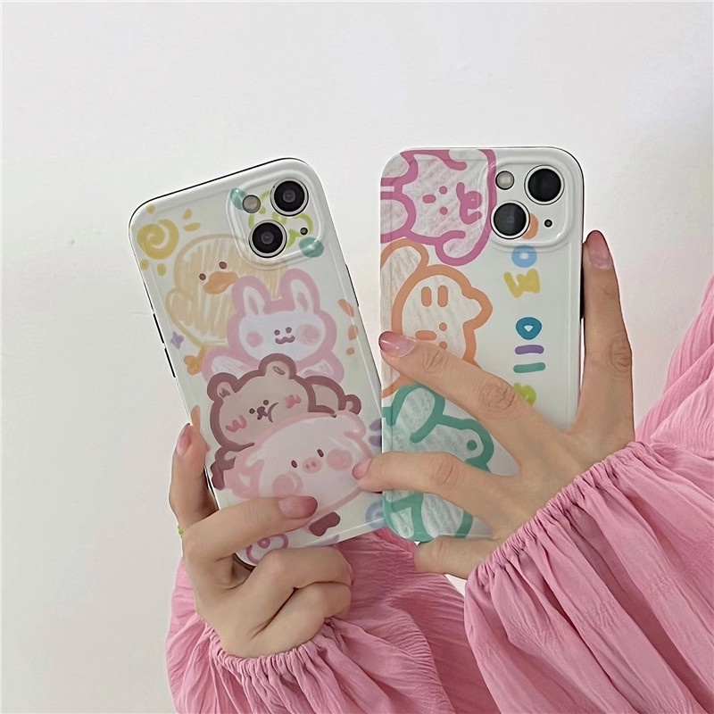 Ốp Điện Thoại IMD Mềm Họa Tiết Động Vật Vẽ Nguệch Ngoạc Nhiều Màu Sắc Cho IPhone13 12 11 Pro MAX X/XS XR XSMAX 7P/8P