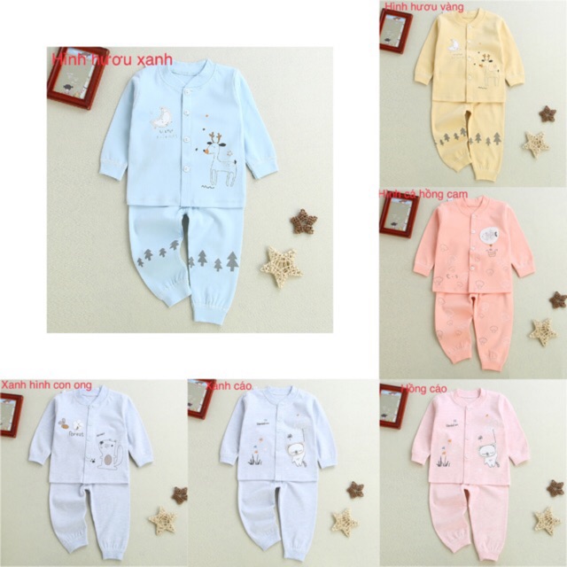 Đồ bộ tay dài cho bé từ 7kg - 18 kg chất cotton mềm mịn, thấm hút mồ hôi