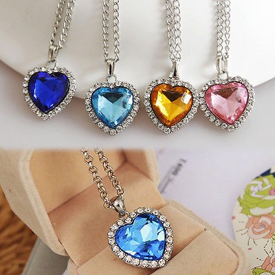 Fashion Crystal Full Rhinestones Titanic Heart of Ocean Necklaces Jewelry Gift