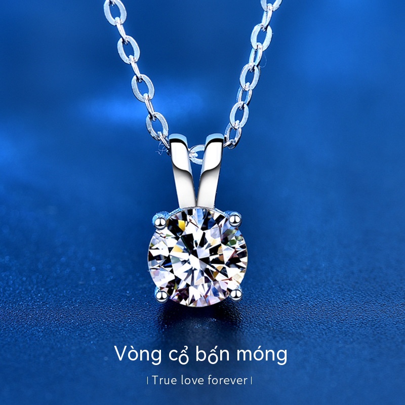 Kim Cương Nhân Tạo Moissanite（5--8mm） 925 dây chuyền bạc nguyên chất phụ nữ hàn quốc nhật bản ít thiết kế bốn chân mặt dây chuyền cổ vật trang sức đơn giản xương đòn cổ vật dây chuyền cổ vật trang sức thời trang mới cao cấp quà tặng bạn gái sinh nhật