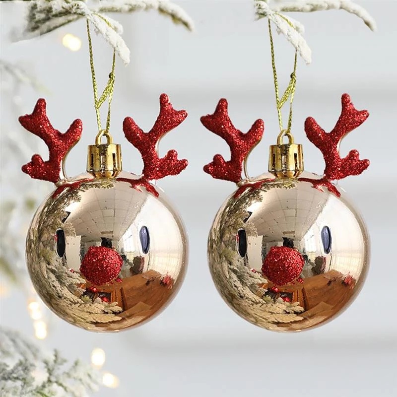 Set 2 quả châu đỏ / sâm panh trang trí cây thông noel