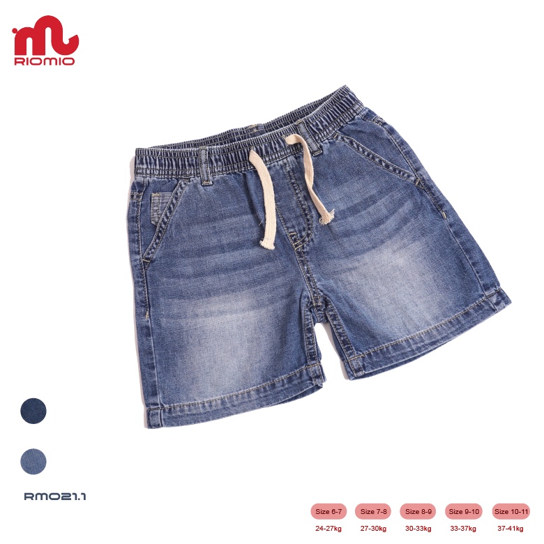 Quần short jean bé trai RIOMIO ống suông chất liệu Denim Cotton thoải mái - RM021