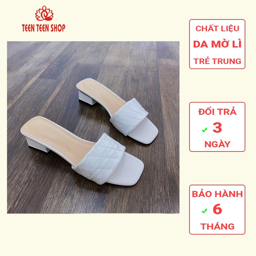 Guốc cao gót nữ 3 phân bền đẹp, dép nữ cao 3 phân quai dập vân quả chám , Teen Teen Shop - SD009