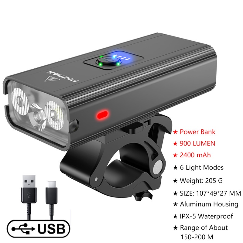Đèn xe đạp X-TIGER 900 Lumen sạc USB chống nước mưa