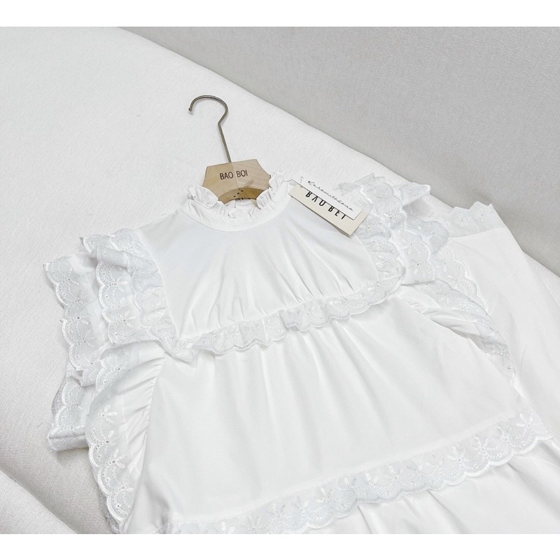 Váy Maxi Trắng Tay Cánh Tiên Thiết Kế - Hàng Loại 1