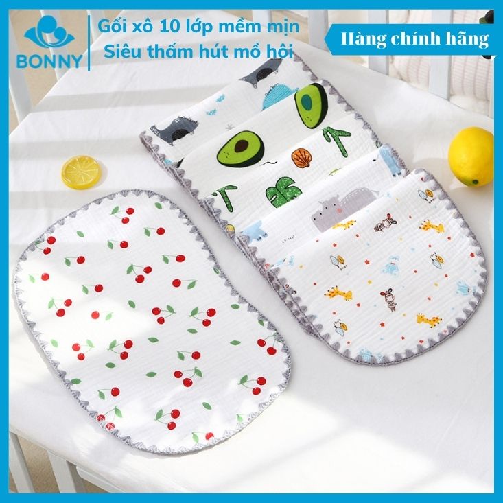 Gối Xô Bonny 10 Lớp Siêu Mềm Mại Và Thấm Hút Mồ Hôi Dành Cho Bé (Kt:40X25Cm)
