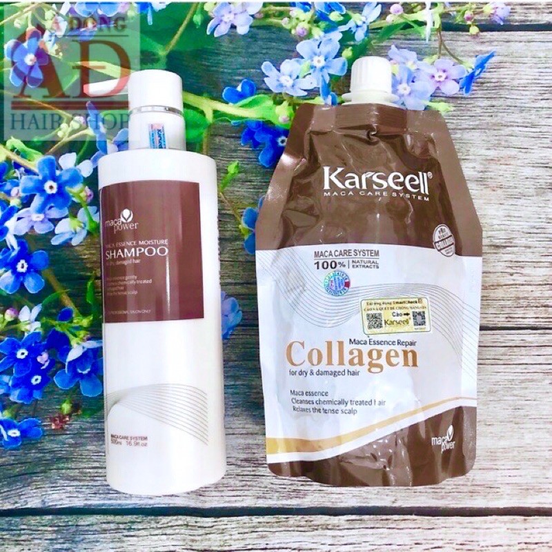[+Tặng mũ trùm][Chính hãng] COMBO GỘI Ủ COLLAGEN KARSEELL MACA SIÊU MƯỢT CHO TÓC KHÔ HƯ TỔN 500ML