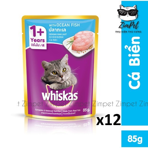 Combo 12 gói pate Whiskas cho mèo - Pate ăn liền cho mèo - Pate Whiskas gói 85g các vị