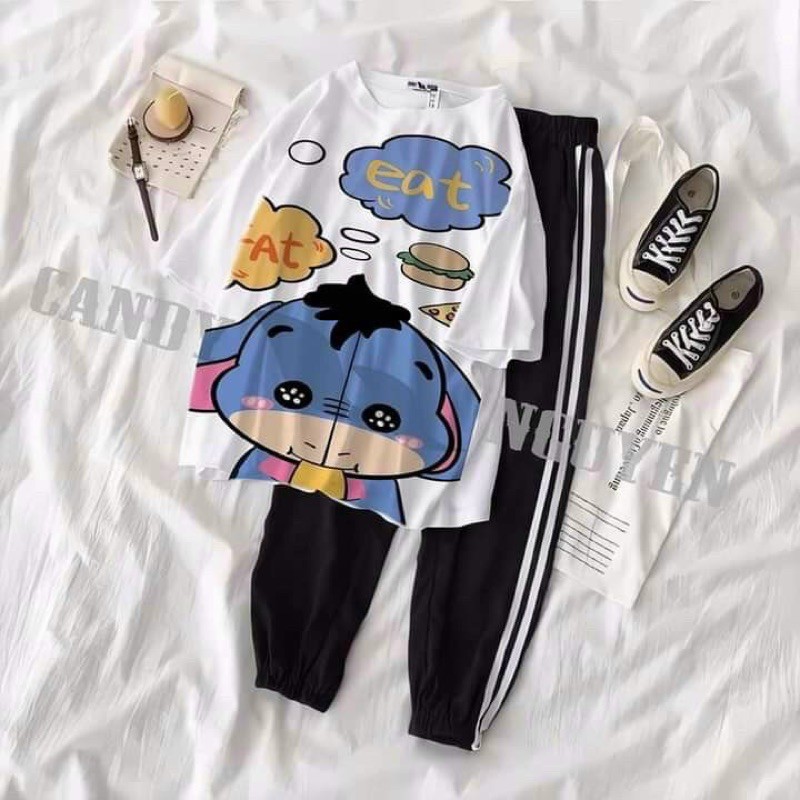Set đồ bộ quần Jogger và áo cotton 3D siêu dễ thương
