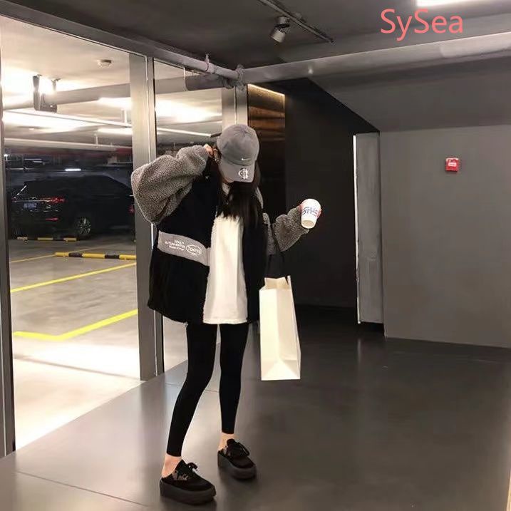 Áo khoác lông cừu form rộng thời trang mùa đông cho nữ