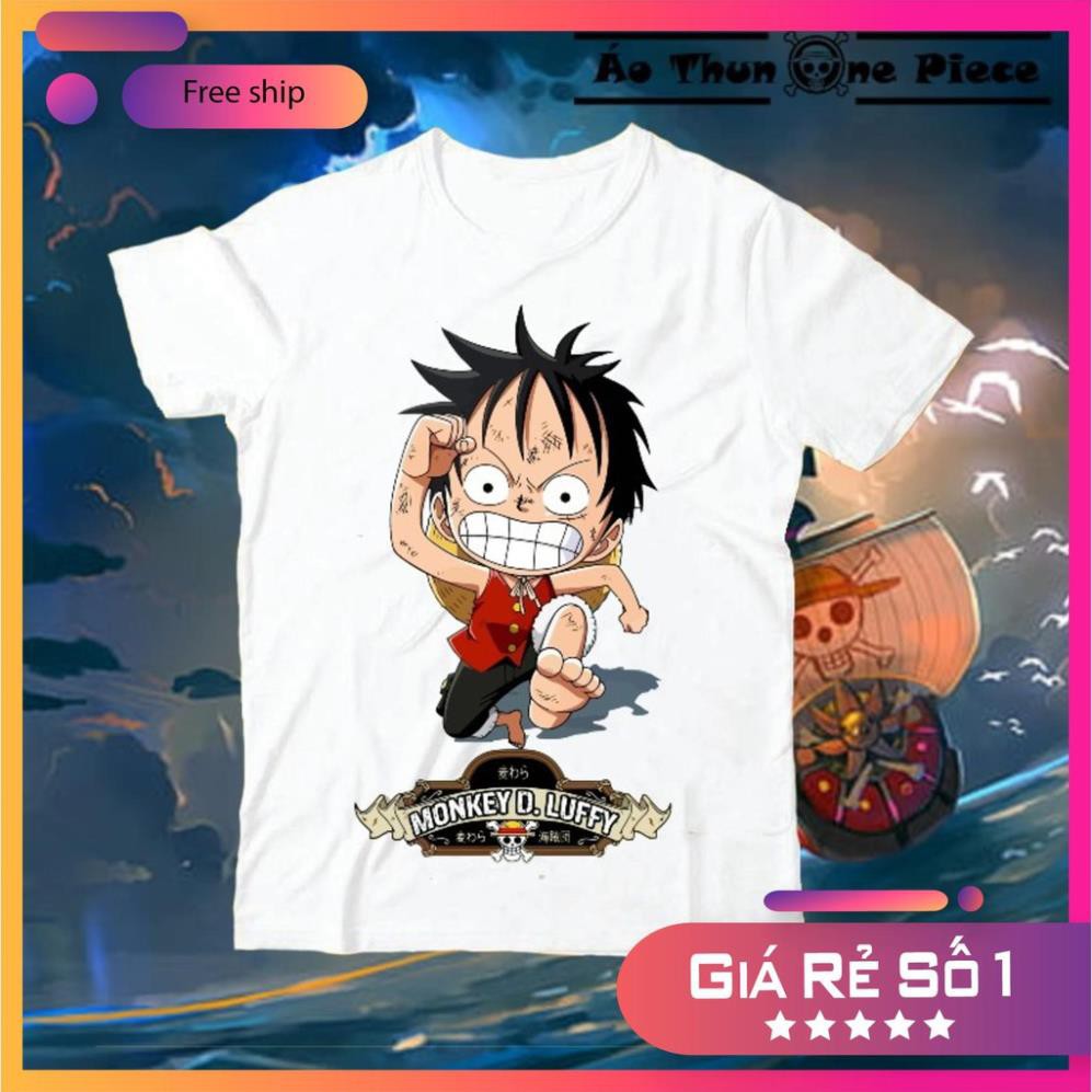 GIÁ TỐT - ⚡️FREESHIP⚡️Áo Thun In Hình Monkey D. Luffy Chibi Kèm Logo One Piece Cực Đẹp / có size trẻ em
