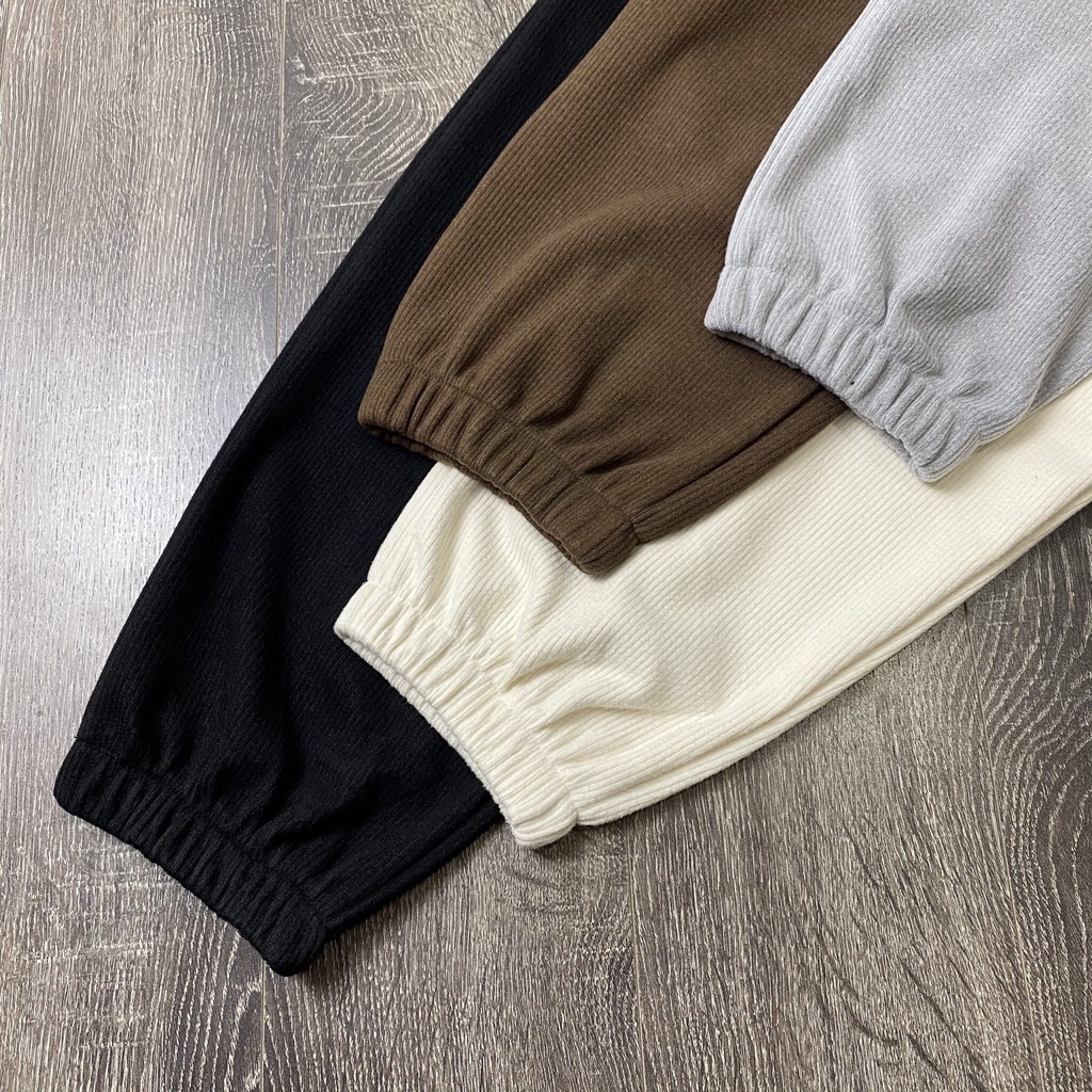 NEW_Quần Jogger Nỉ Tăm Nữ Minchi Bo Gấu Cạp Chun Cao Thể Thao Style Năng Động