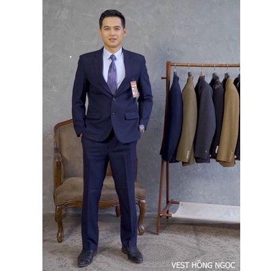 vest nam hồng ngọc.bộ vest nam trung niên 2 khuy chuẩn phom đứng tuổi,