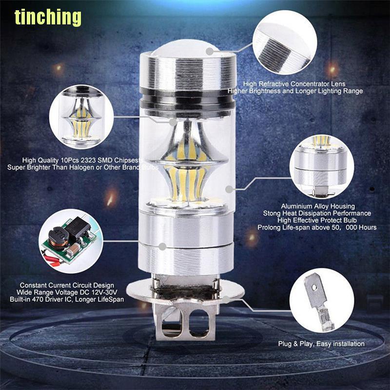 Bóng Đèn LED Chống Sương Mù 100w H3 12 / 24V Chất Lượng Cao