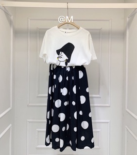 Set áo chân váy chấm bi ♥️ ẢNH THẬT