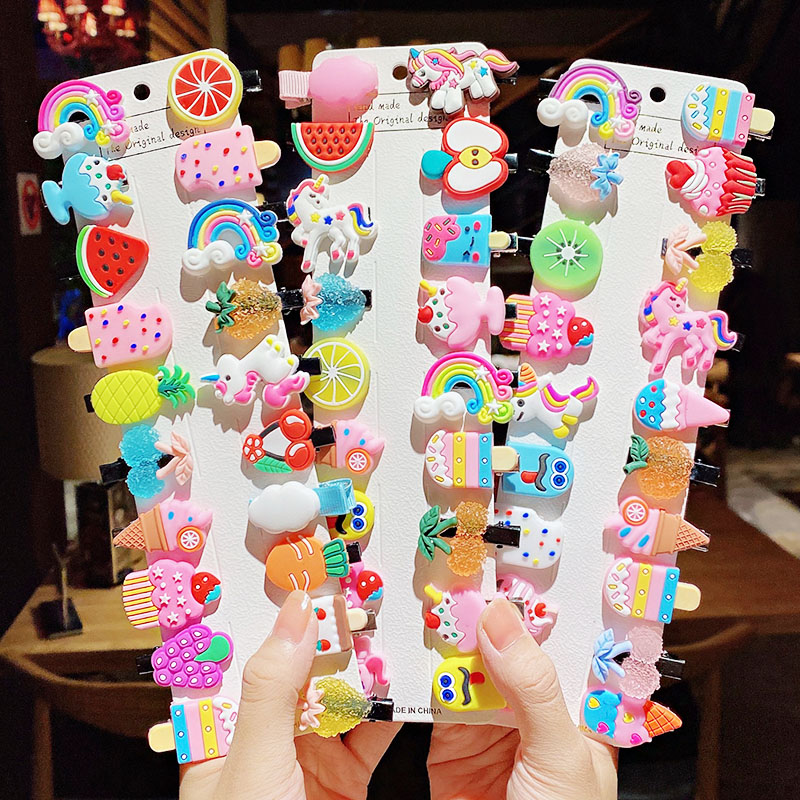 Set 10 kẹp tóc hình ngựa một sừng đáng yêu cho bé gái