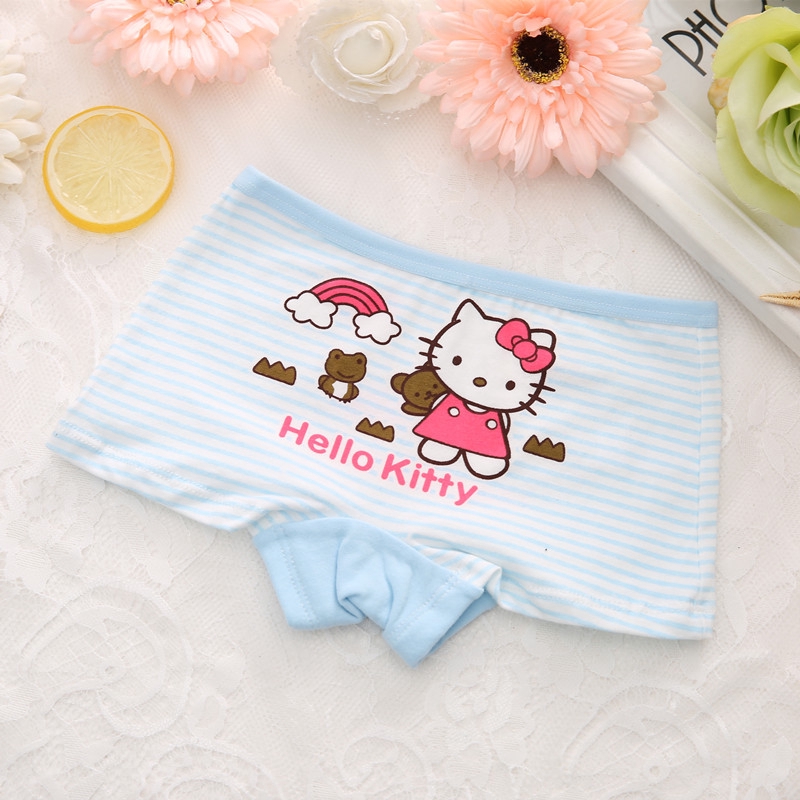 1 Quần Lót Boxer Cotton Thoáng Khí In Hình Hello Kitty Cho Bé Gái