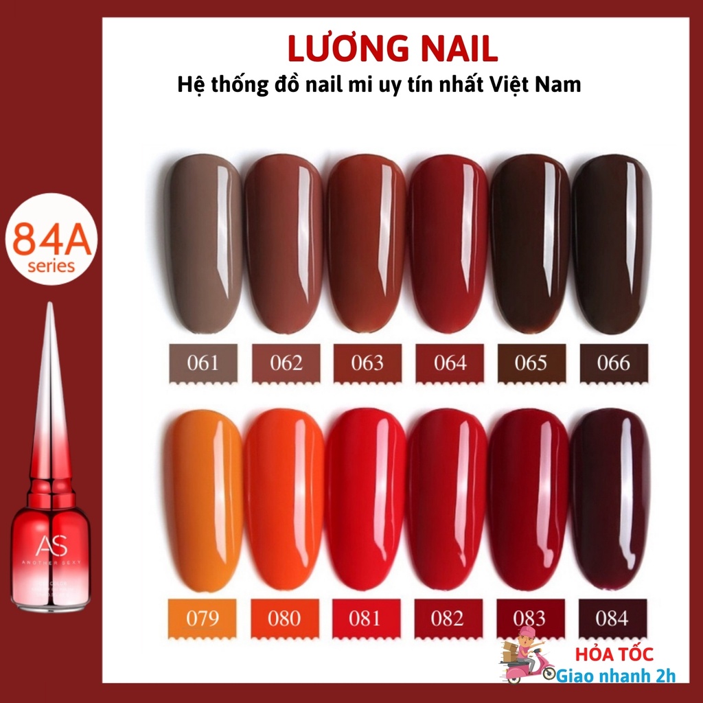 Sơn As sơn móng tay gel tone xanh cỏ úa cam đất nâu trà sữa bảng A
