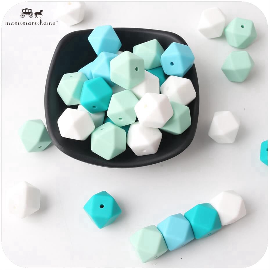 Set 20 hạt làm dây gắn gặm nướu và ti Mamimamihome nhiều màu làm từ silicon thủ công thoải mái dành cho bé 17mm