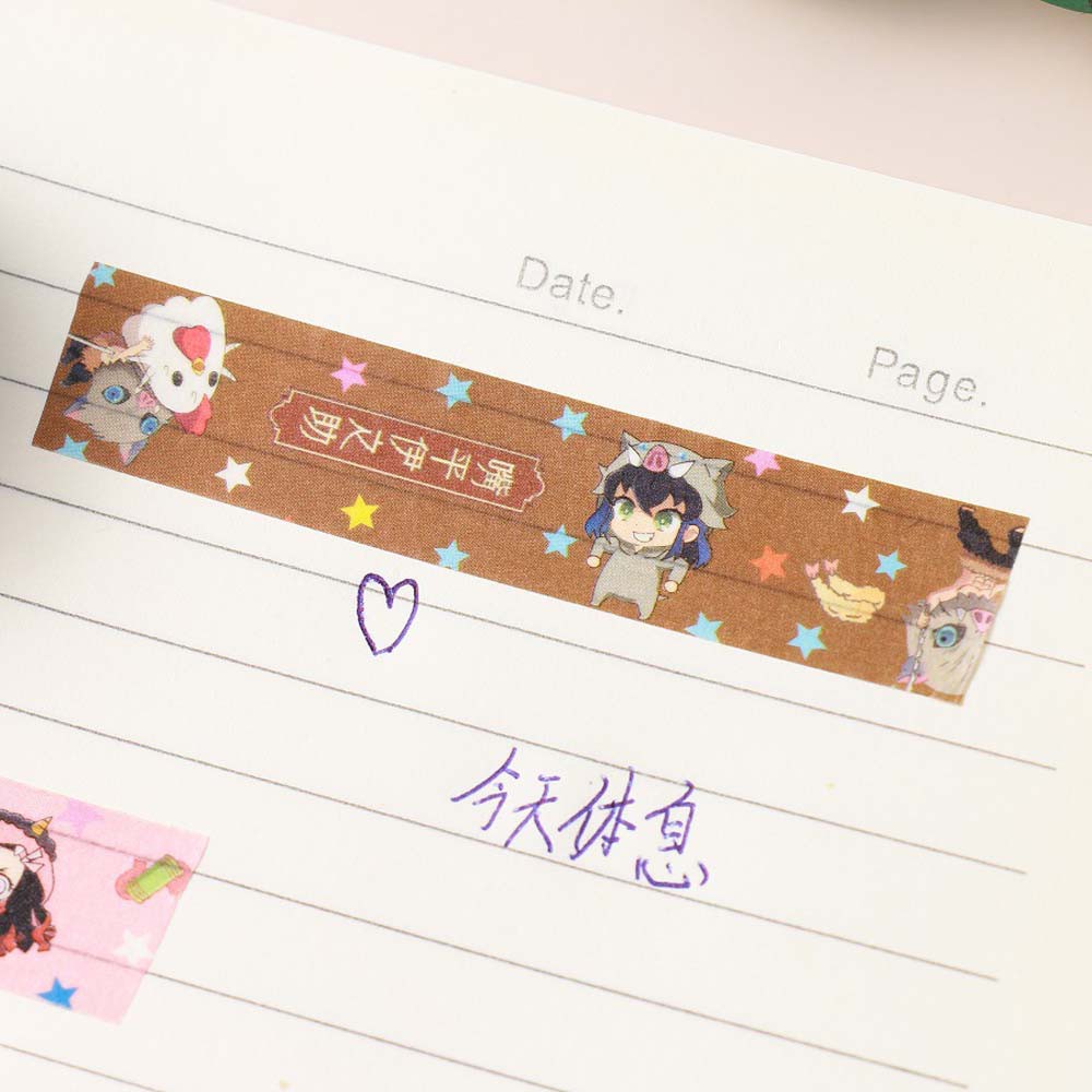 REBUY Anime Tapes Stickers DIY Crafts Demon Slayer Masking Tape Kimetsu No Yaiba Scrapbooking Nezuko Printed Pattern Stationery Tape Decorative Adhesive Paper