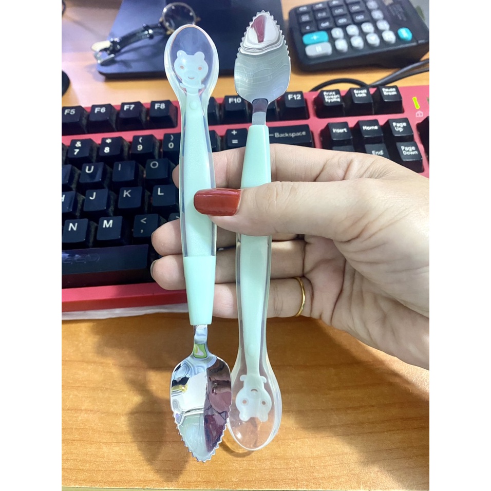 Thìa Nạo Trái Cây (Hoa Quả) 2 Đầu Cho Bé Ăn Dặm