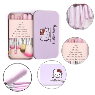 Hình Hello Kitty Màu Hồng Đen 7 Chiếc Bộ Cọ Trang Điểm With Sắt Hộp Mini Tạo Nên Bộ Dụng cụ Mặt Bàn Chải Đựng Mỹ Phẩm Cọ Đánh Phấn Maquiagem