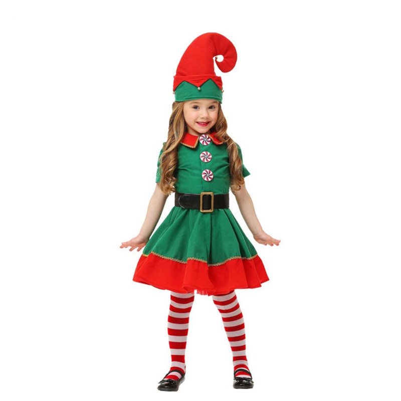 Bộ Đồ Hóa Trang Elf Màu Xanh Lá / Đỏ Cổ Điển Độc Đáo Cho Gia Đình Dịp Halloween / Giáng Sinh