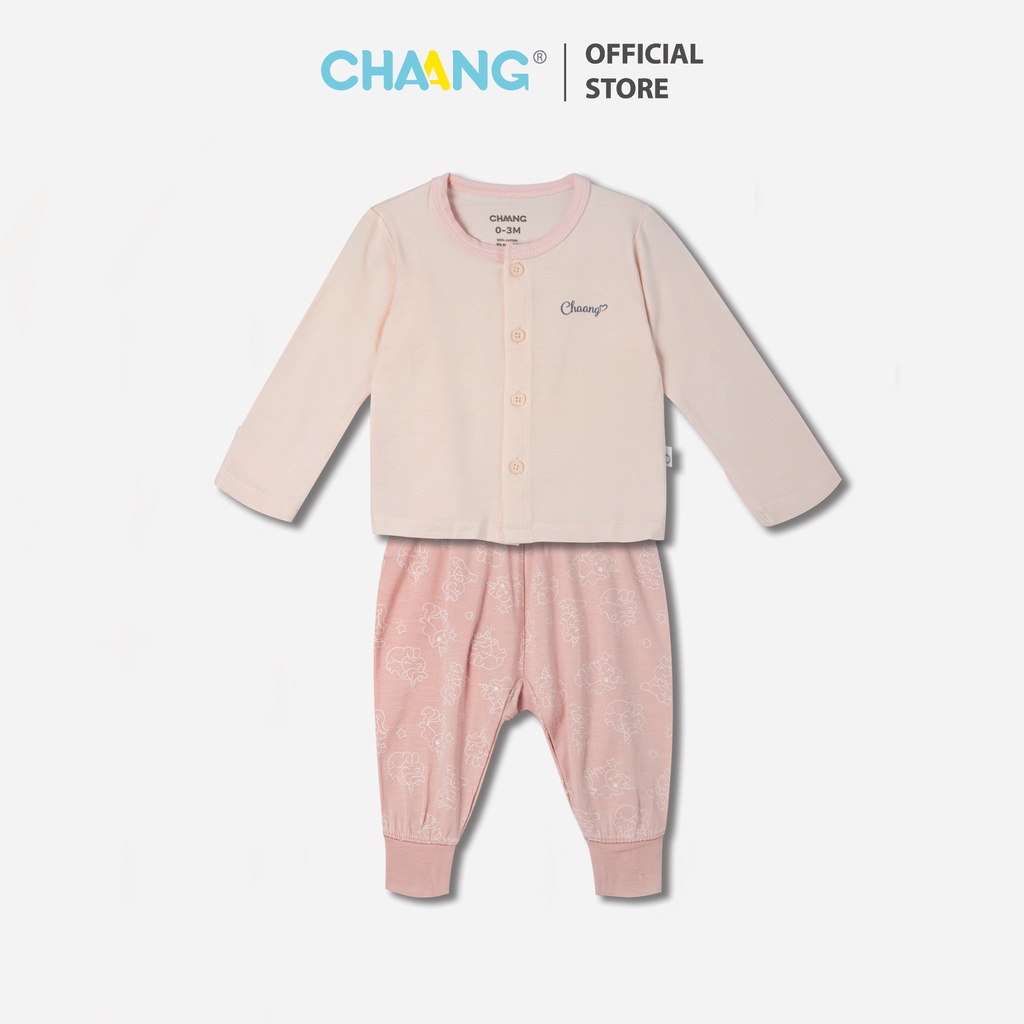 Bộ quần áo dài cúc giữa bé gái Pony hồng CHAANG