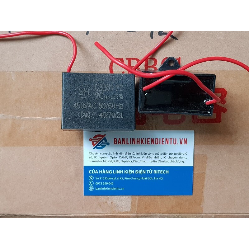 [ 1 chiếc ] Tụ Quạt CBB61 20uF 450V