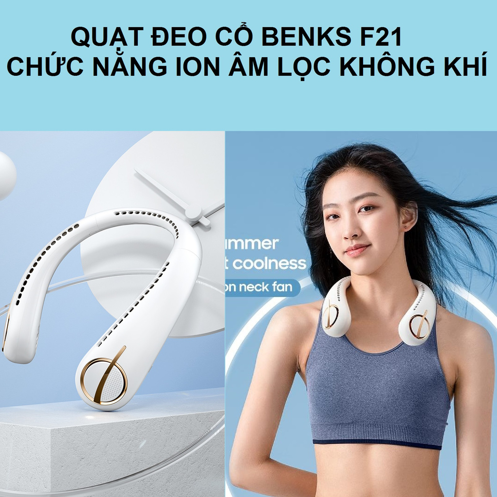 Quạt đeo cổ Benks F21 chức năng ion âm lọc không khí