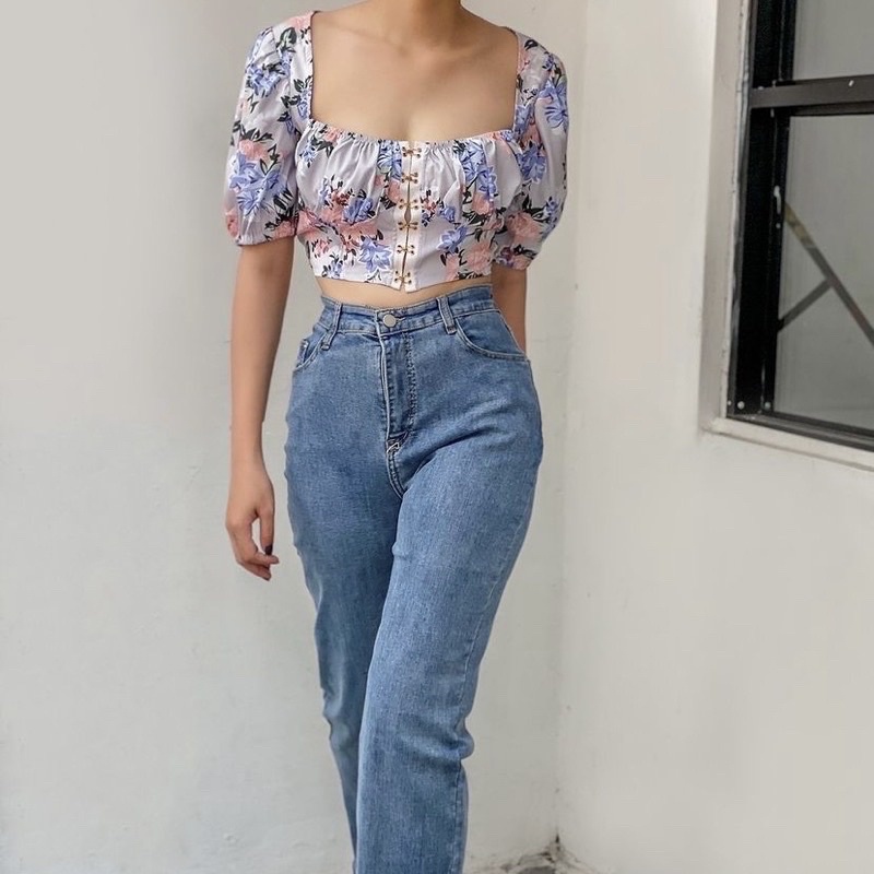 Thanh lý / Pass set crop hoa Fashion và jean loe Len clothing