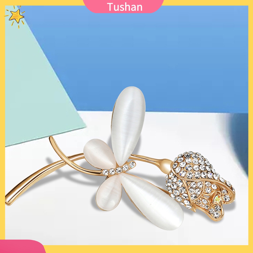 Ghim Cài Áo Hình Chuồn Chuồn Đính Đá Và Ngọc Trai Giả Xinh Xắn