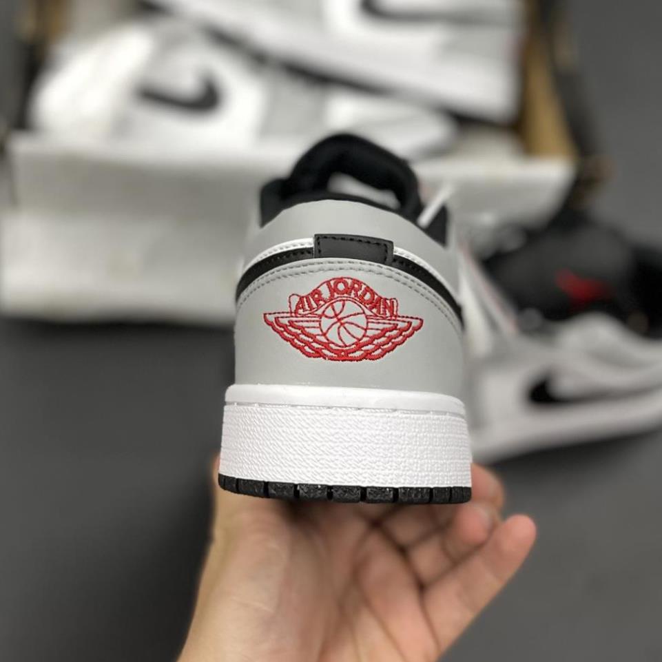 BIG SALE Giày Sneaker Jordan Xám Logo Đỏ Low Giày Thể Thao Nam Nữ Thấp Cổ Full Phụ Kiện | BigBuy360 - bigbuy360.vn