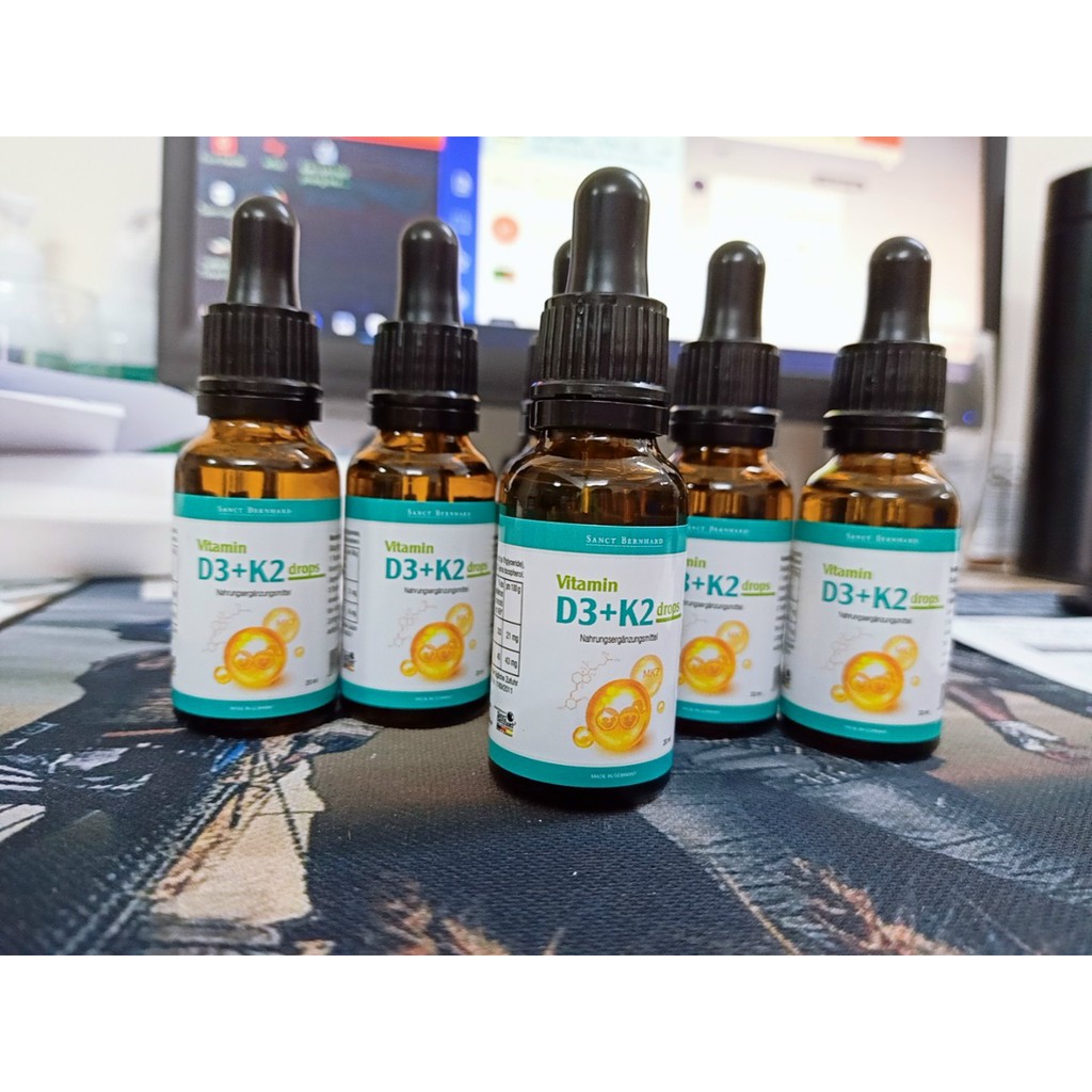 Vitamin D3 K2 MK7 Sanct Bernhard Đức tăng hấp thu Canxi trong 1 giọt, viên uống bổ sung canxi cho bé