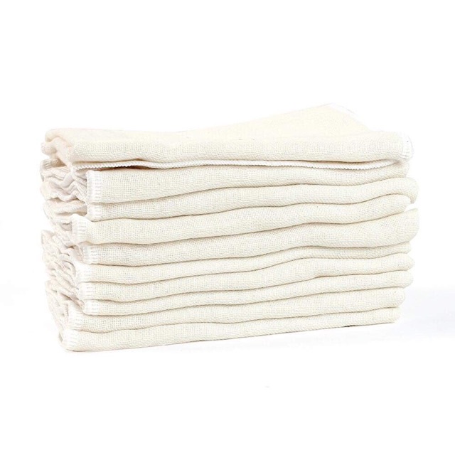 Khăn xô hữu cơ Mollis hộp 10 chiếc, kích thước 30x30cm làm từ bông hữu cơ an toàn cho da trẻ sơ sinh