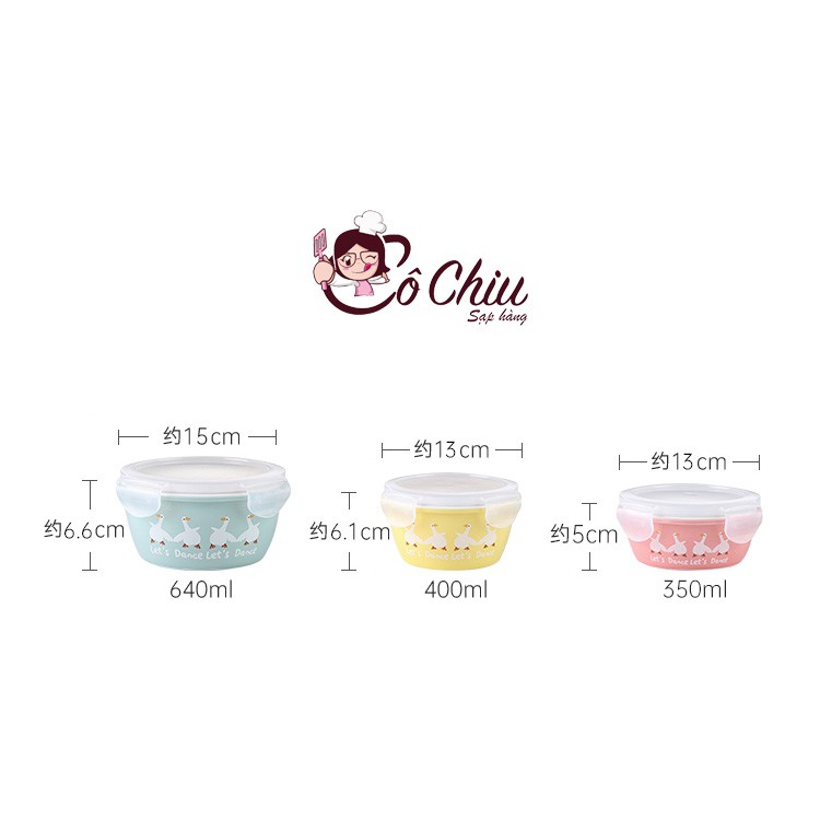 Set hộp đựng thức ăn bằng sứ cute ăn trưa văn phòng