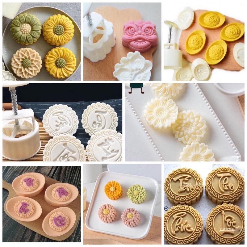 Khuôn làm bánh trung thu 6 mặt tròn/ vuông 100gr