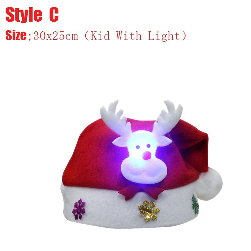Mũ Giáng Sinh Có Đèn LED Phát Sáng Mừng Năm Mới Hình Người Tuyết ElK Ông Già Noel