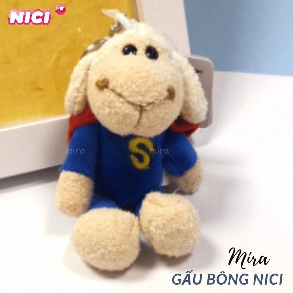 Móc Khóa Gấu Bông Mini - Hình CỪU SEAN Đeo Cặp, Treo Balo Thương hiệu NICI Quà Sinh Nhật Cho Nữ 10cm MIRA-GB28006